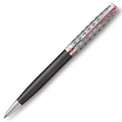 Ручка шариковая Parker Sonnet Premium Metal&Grey Lacquer PGT K537 Medium черные чернила