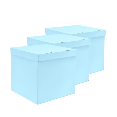 Коробка для шаров 70х70х70см Сюрприз голубая
