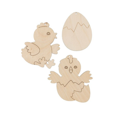 Заготовка для росписи деревянная Пасхальный набор Цыплята Mr. Carving 2х8см сосна