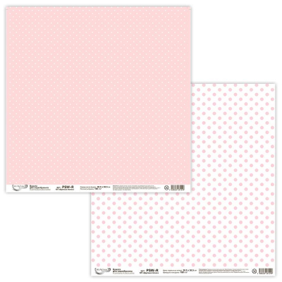 Бумага для скрапбукинга Mr.Painter 30.5 х30.5см 190г 'Крупные точки' розовая/белая