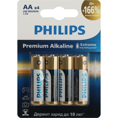 Батарейка Philips  1.5V AA/LR6 Premium Alkaline  4шт в блистере