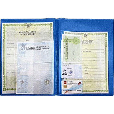 Папка-органайзер A4 с карманами для документов ОМС СНИЛС свидетельств deVENTE обложка 500мкм темно-синяя