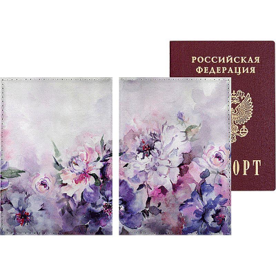 Обложка для паспорта deVENTE 10x14см искусственная кожа 'Сиреневые цветы'