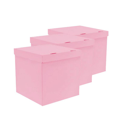 Коробка для шаров 60х60х60см Сюрприз розовая