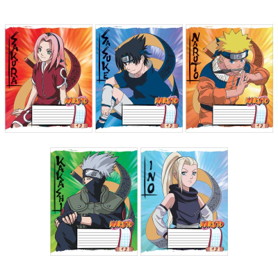 Тетрадь A5  12л клетка на скрепке Academy Style картонная обложка 'Naruto'