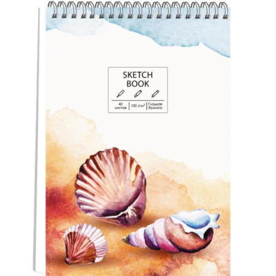 Блокнот для набросков Paper Art Sketch Book 14х21см 100г  40л на гребне твердая матовая обложка 'Shell'