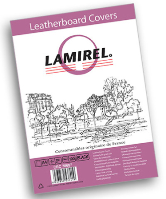 Обложка картонная A4  250г Lamirel Delta кожа черная 100шт