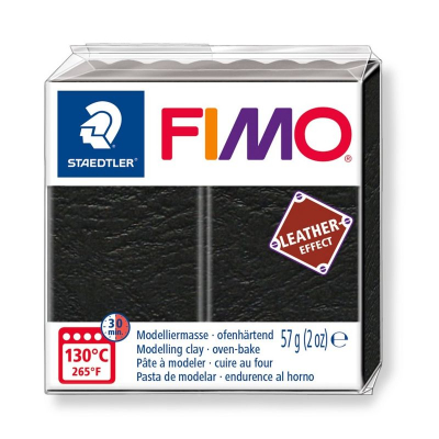 Глина полимерная термоотвердевающая Fimo Leather-effect черная  57г