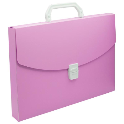 Папка-портфель A4  35мм Бюрократ 'Pastel' пластиковый розовый