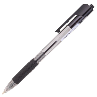 Ручка шариковая автоматическая Deli 0.7мм 'Arrow' с резиновой манжетой черная