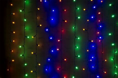 Световой занавес для улицы  2х2мЛас-Вегас 480 разноцветных LED огней постоянного свечения черный провод с коннектором 