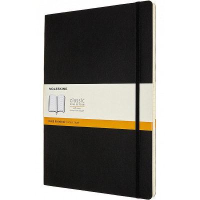 Записная книжка A4  96л линейка Moleskine® Classic Soft A4 мягкая обложка на резиновой застежке черная