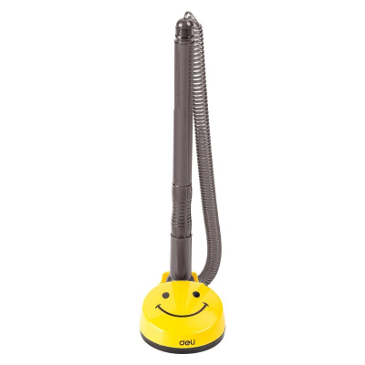 Ручка шариковая на подставке Deli 0.7мм 'Smile' с пластиковым шнуром черная