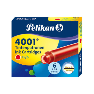 Картриджи чернильные Pelikan 4001® TP/6 Short Brilliant Red  6шт бриллиантовые красные