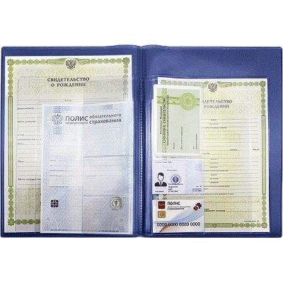 Папка-органайзер A4 с карманами для документов ОМС СНИЛС свидетельств deVENTE обложка 350мкм темно-синяя