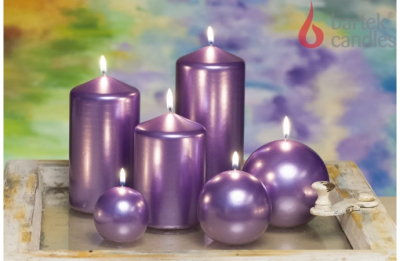 Свеча Bartek классическая шар 100мм металлик фиолетовая