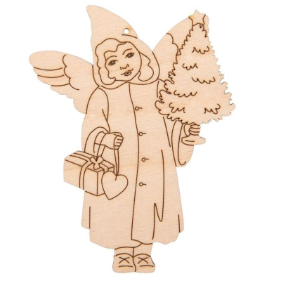 Заготовка для росписи деревянная Подвеска новогодняя Девочка-ангел с елкой Mr. Carving 9х7см фанера