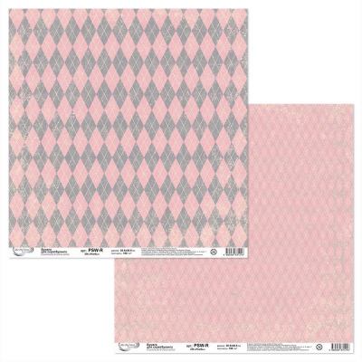 Бумага для скрапбукинга Mr.Painter 30.5 х30.5см 190г 'Ромбы' розовая/серая
