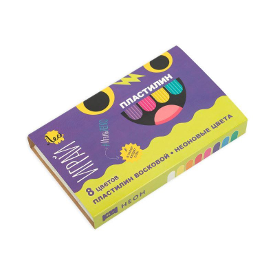 Пластилин  8цв   96г Лео Играй восковой неоновые цвета со стеком в картонной коробке
