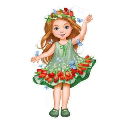 Плакат для праздничного оформления 'Девочка в зеленом весеннем платье!'