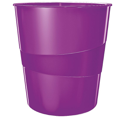 Корзина для бумаг пластиковая 15л Leitz глянцевая WOW фиолетовая