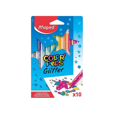 Фломастеры  10цв Maped Color'peps 'Glitter' с блестками в картонной коробке