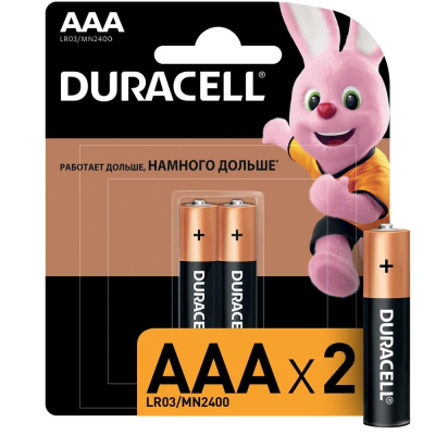 Батарейка Duracell  1.5V AAA/LR03 Alkaline  2шт