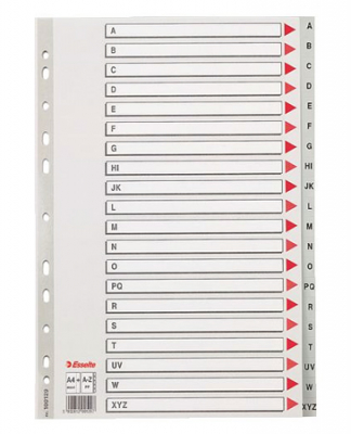 Разделители алфавитные A-Z A4+ пластиковые серые Esselte Maxi с титульным листом