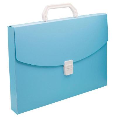 Папка-портфель A4  35мм Бюрократ 'Pastel' пластиковый голубой