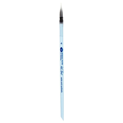 Кисть соболь/синтетика белая круглая Белые ночи № 4 ручка 15см голубая со скосом пластиковая обойма