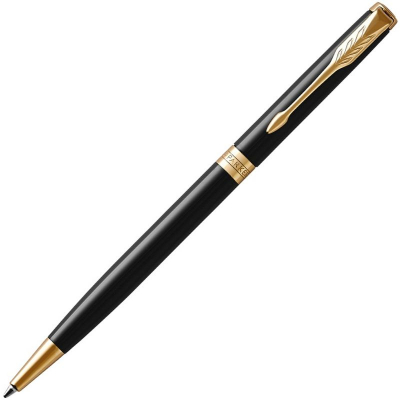 Ручка шариковая Parker Sonnet  Slim Lacquer Deep Black GT Medium черные чернила