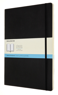 Записная книжка A4  96л в точку Moleskine® Classic Soft A4 мягкая обложка на резиновой застежке черная