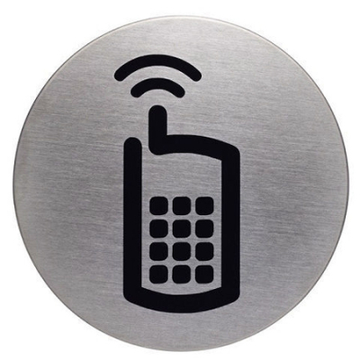Пиктограмма Durable d-83мм "Мобильные телефоны разрешены" стальная самоклеящаяся