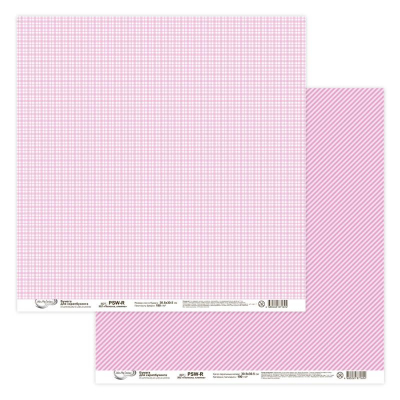 Бумага для скрапбукинга Mr.Painter 30.5 х30.5см 190г 'Полоска/клетка' розовая светлая