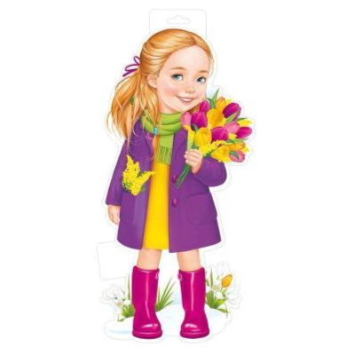 Плакат для праздничного оформления 'Девочка с тюльпанами!'