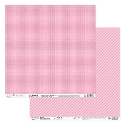 Бумага для скрапбукинга Mr.Painter 30.5 х30.5см 190г 'Полоска/клетка' розовая