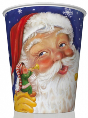 Стакан одноразовый бумажный новогодний Pol-Mak 0.25л   8шт новогодний 'Веселый гномик и Дед мороз'