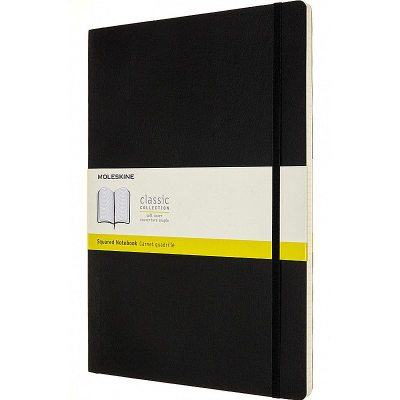 Записная книжка A4  96л клетка Moleskine® Classic Soft A4 мягкая обложка на резиновой застежке черная