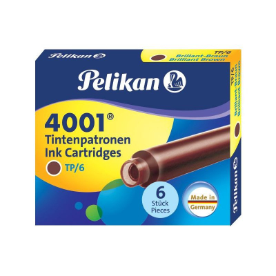 Картриджи чернильные Pelikan 4001® TP/6 Short Brilliant Brown  6шт бриллиантовые коричневые