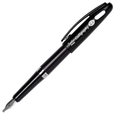 Ручка перьевая для каллиграфии Pentel Tradio Calligraphy Pen 2.1мм черная