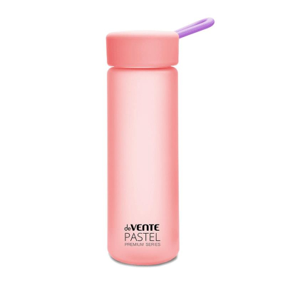 Бутылочка для воды deVENTE  0.50л Pastel розовая c сиреневой петелькой