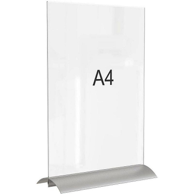 Держатель для таблички настольный 210х297мм 2-сторонний вертикальный Attache акрил/алюминий