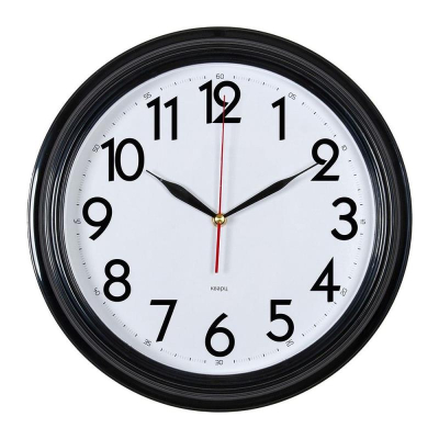 Часы настенные Бюрократ Классика d-35см белый циферблат черные стрелки черный обод плавный ход