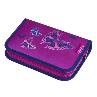 Пенал  с наполнением 31 предмет Herlitz Glitter Butterfly 4-створчатый
