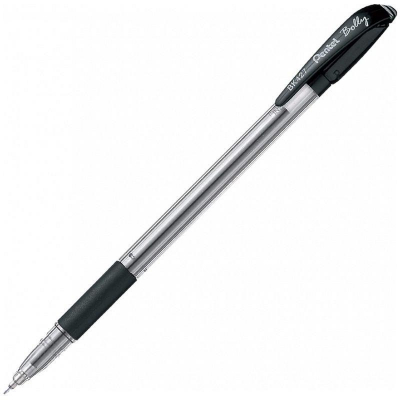 Ручка шариковая Pentel 0.7мм Bolly с резиновой манжетой игольчатый стержень черная