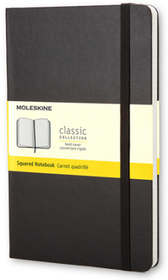 Записная книжка A6  96л клетка Moleskine® Classic Pocket твердая обложка на резиновой застежке черная