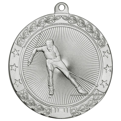 Медаль спортивная лыжи '2 место' d-5см металл серебро