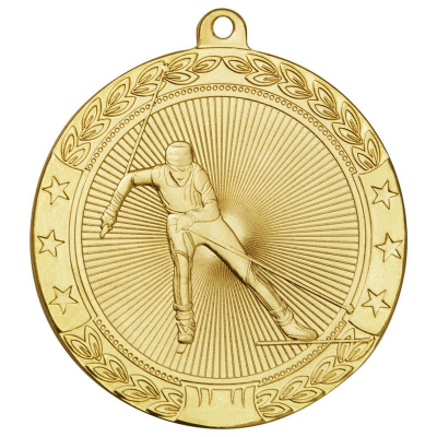 Медаль спортивная лыжи '1 место' d-5см металл золото