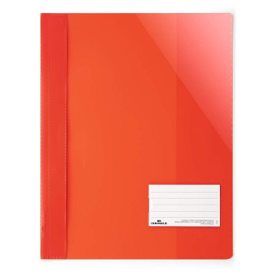 Скоросшиватель пластиковый A4 с карманом для визитки Durable Clear view folder A4+ красный