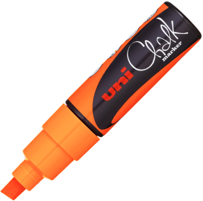 Маркер-жидкий мел Uni Chalk Marker  8.0мм  флуоресцентный оранжевый